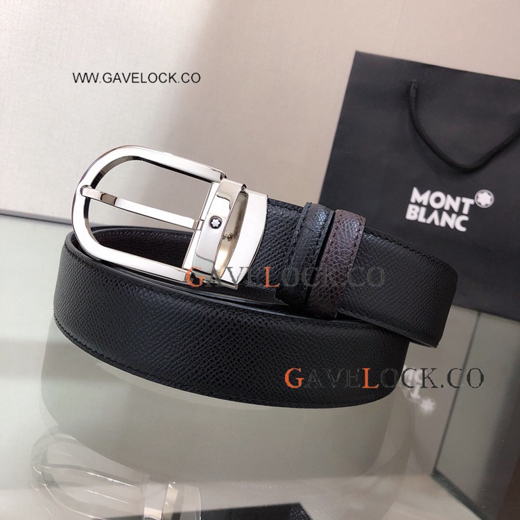 Knockoff Mont blanc Reversible Belt Oval Pin Buckle For Men